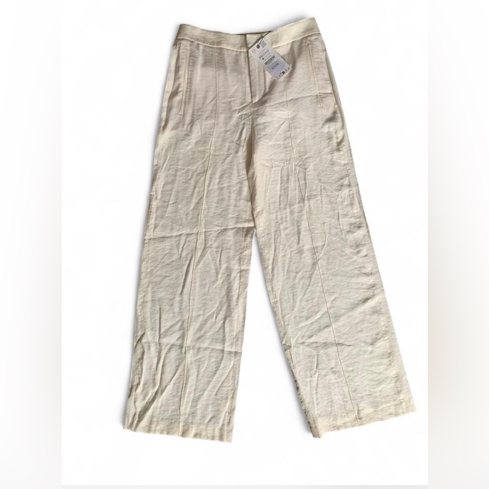 ✨ NWT Zara ZW Collection Linen Blend Wide Leg Pants XS